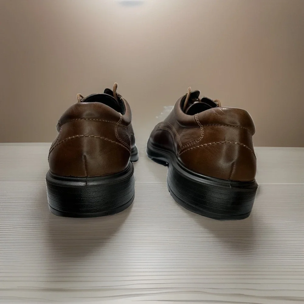 ECCO Helsinki Bike Toe Dress Shoes Mens 46 US 12 Brown Leather Comfort Oxford